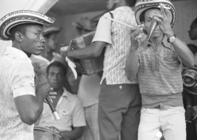 Musicians playing in the street, San Basilio de Palenque, 1975