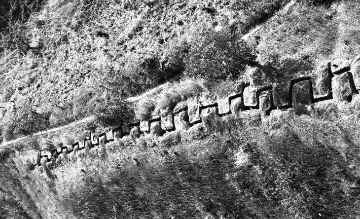 Aerial view of zig-zagged trenches