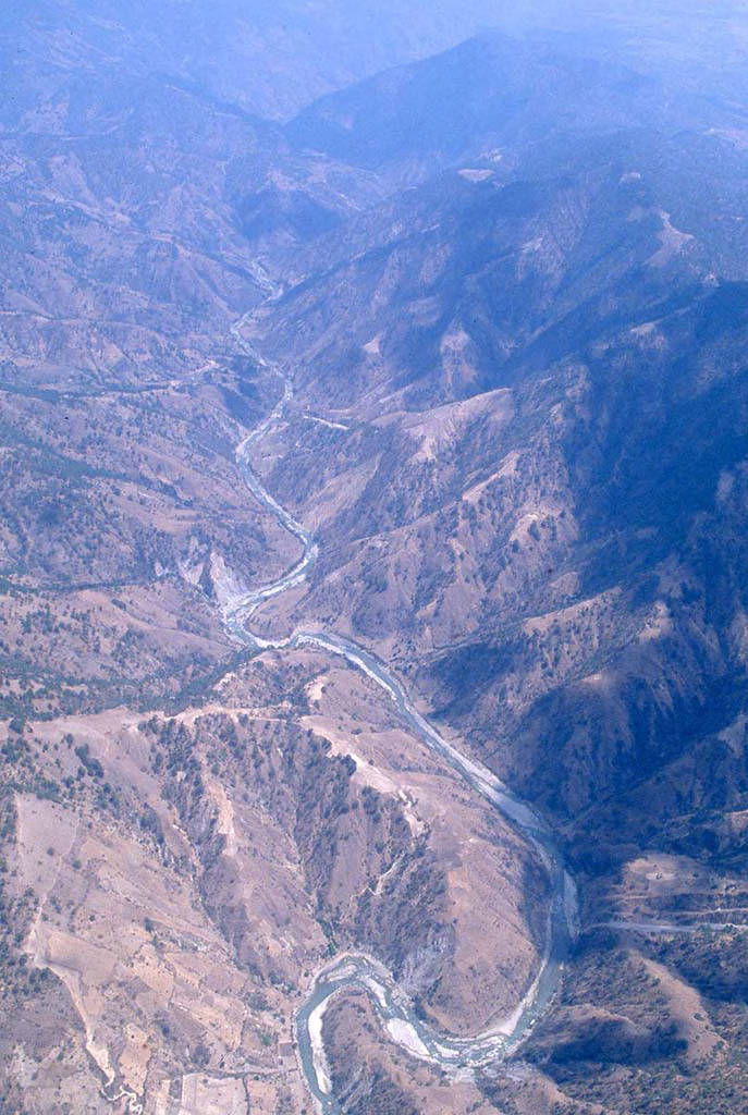 Aerial view of the mountainous landscape